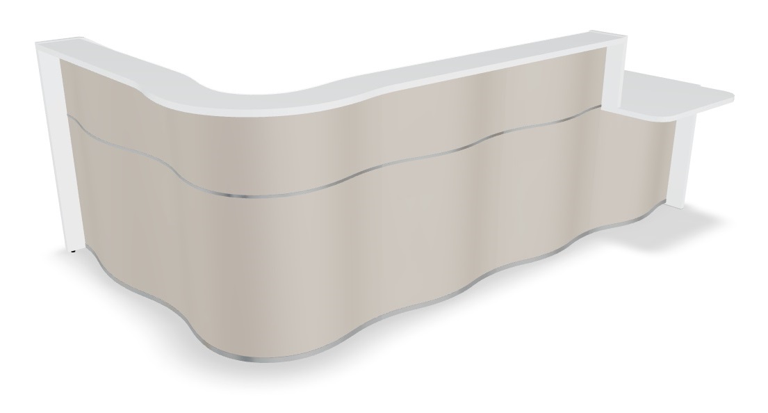 MDD Wave 122-inch x 79-inch L-Shape Reception Desk With Left Counter Top in Beige Matt