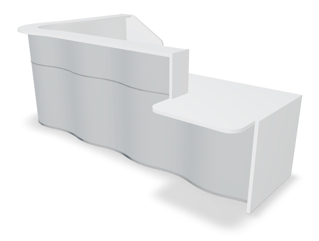 MDD Wave 122-inch x 79-inch L-Shape Reception Desk With Left Counter Top in Grey Matt