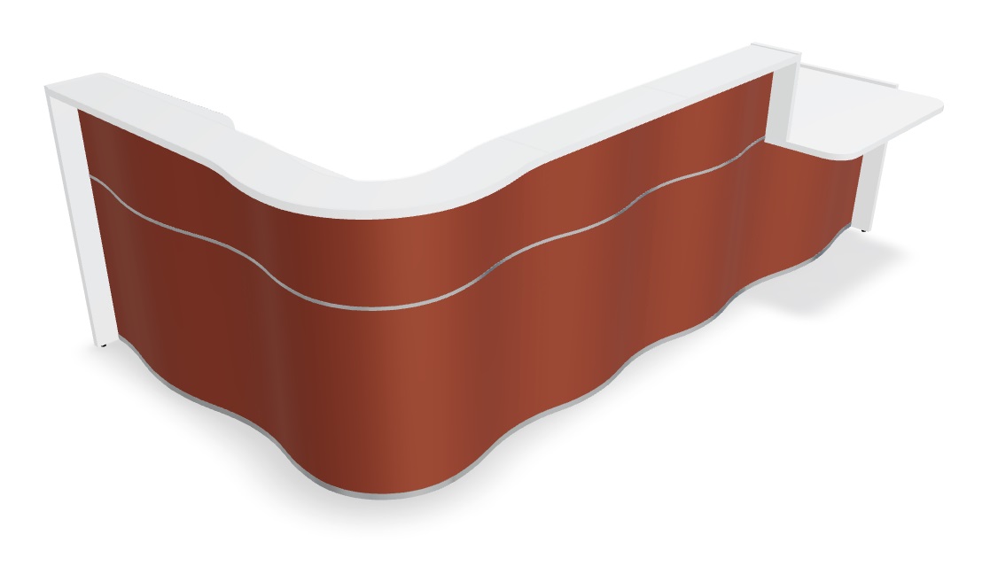 Wave LUV47L 130" L-Shape Reception Desk With Right Counter Top in Red Matt