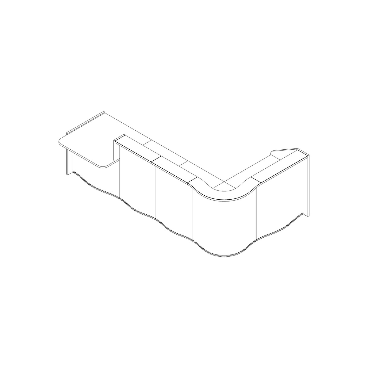 MDD Wave LUV47P 130" L-Shape Reception Desk Dimension