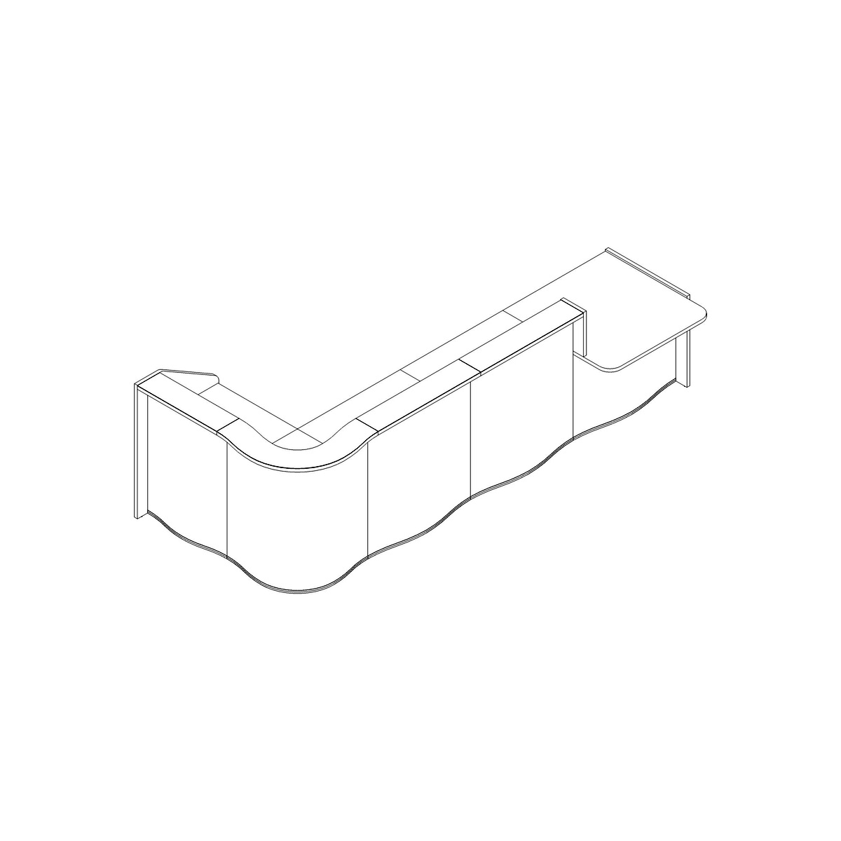 MDD Wave 147" L-Shape Reception Desk Dimension