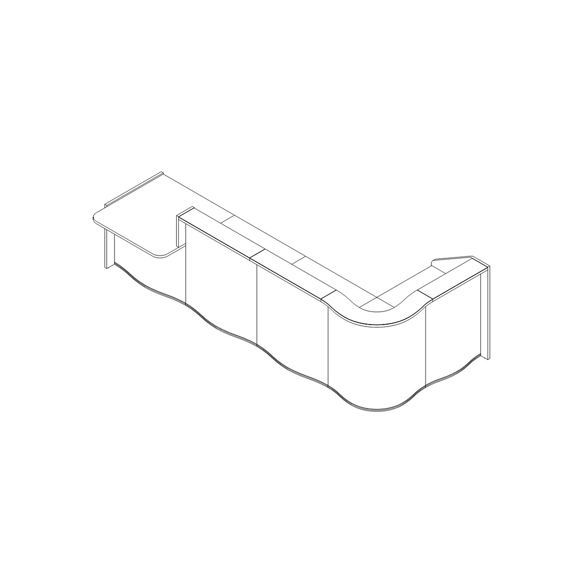 Wave 147" L-Shape Reception Desk Dimension