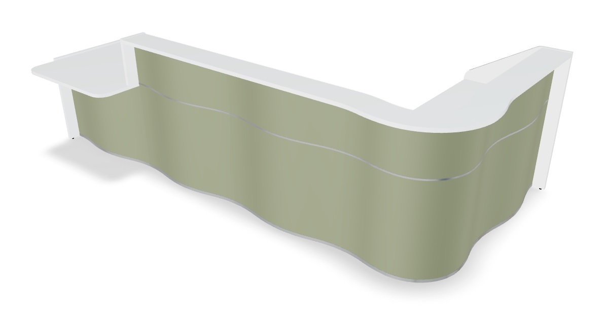 MDD Wave 147" L-Shape Reception Desk in Avocado Matt With Right Counter Top