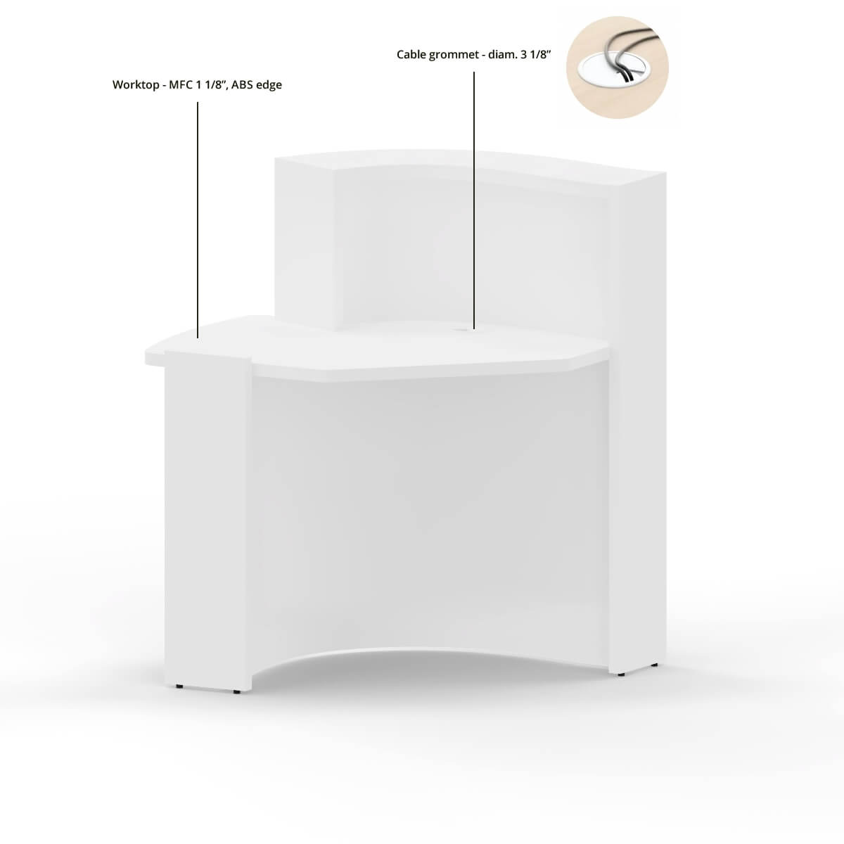 MDD Wave 34-inch Reception Desk Size Information