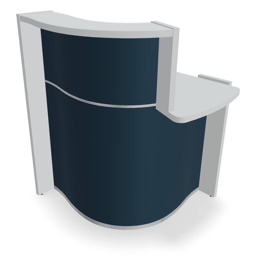 WAVE Small Reception Prussian Blue Matt Desk With Countertop