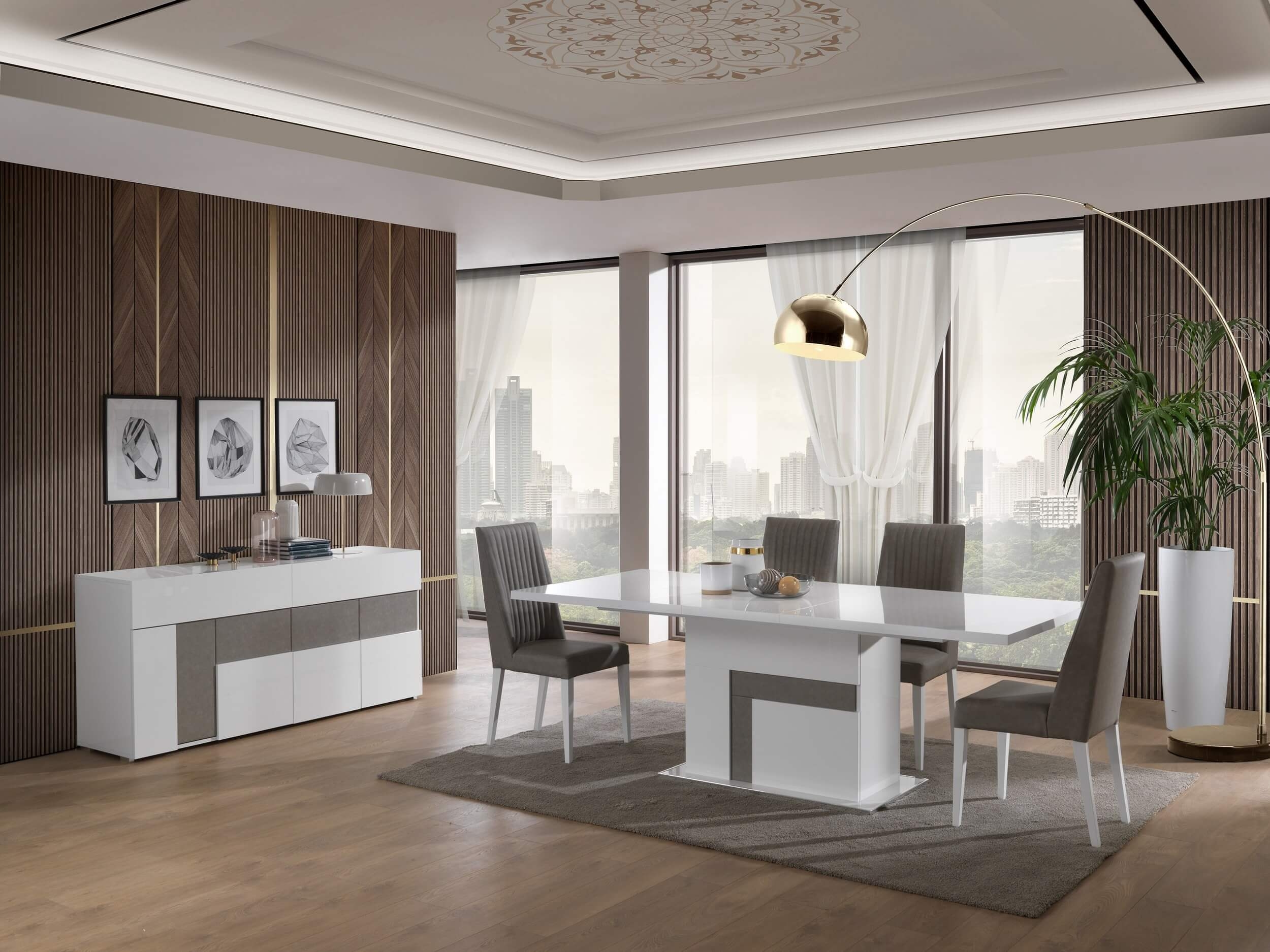 Luxuria Wood Veneer Extendable Dining Table
