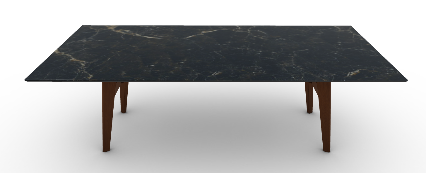 Abrey W98.4-inch Ceramic/Wood Customizable Rectangular Dining Table