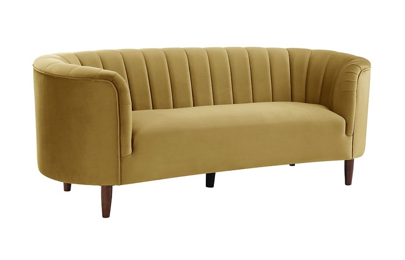 Millephri Sofa, Velvet Modern Tub Barrel Arm Sofa