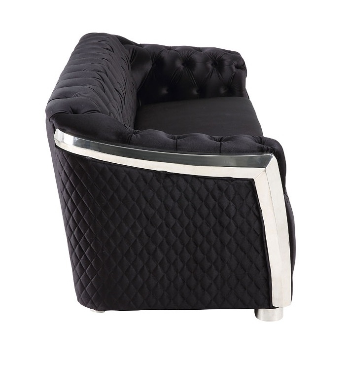 Pyroden Velvet/Chrome Tufted Sofa