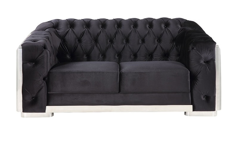 Pyroden Velvet/Chrome Tufted Loveseat