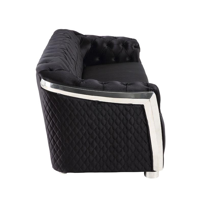Pyroden Velvet/Chrome Tufted Loveseat