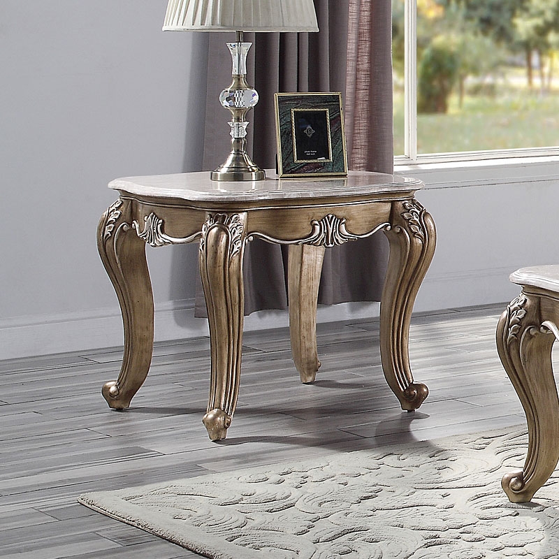 Elozzol Marble/Wood End Table
