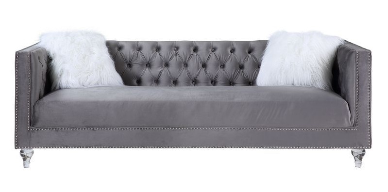 HeiberoII Velvet Tufted Sofa w/Pillows