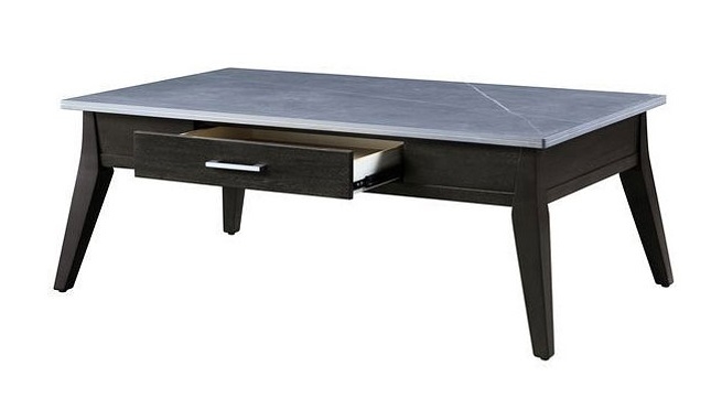Zemocryss Stone/Wood Coffee Table w/Drawer