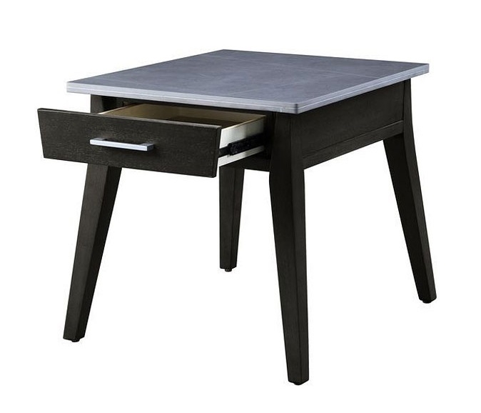 Zemocryss Stone/Wood End Table w/Drawer