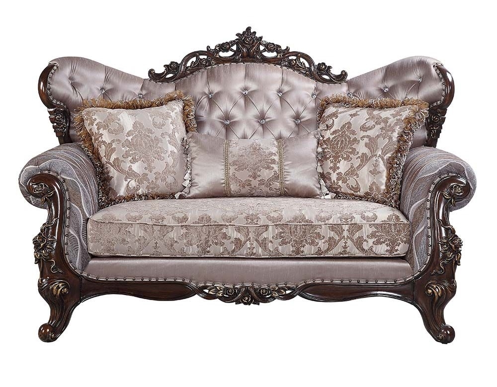 Benbek Fabric/Wood Tufted Living Room Set
