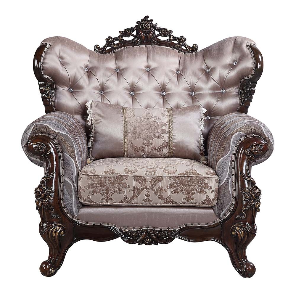 Benbek Fabric/Wood Tufted Living Room Set