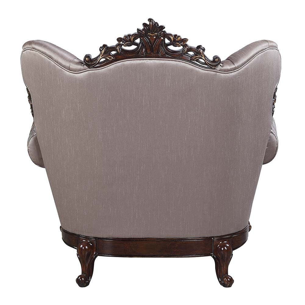 Benbek Fabric/Wood Tufted Chair w/Pillow