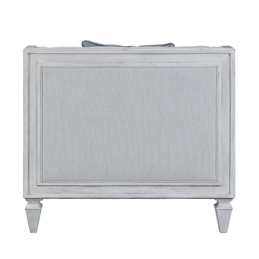 Katia Linen Fabric/Wood Tufted Chair w/Pillows