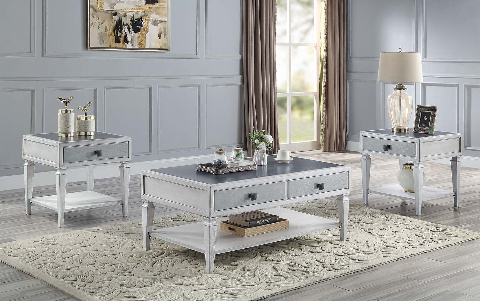 Katia Fabric/Wood Tufted Living Room Set