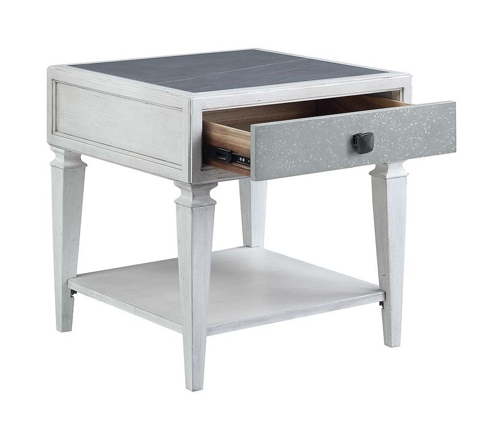 Katia Wood Square End Table w/Drawer