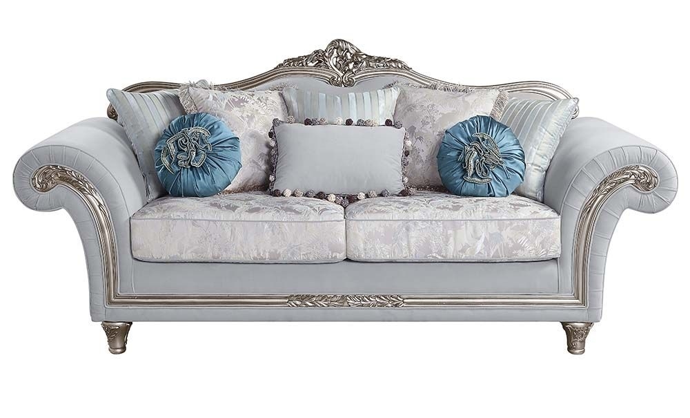 Pelumi Fabric/Wood Sofa w/Pillows