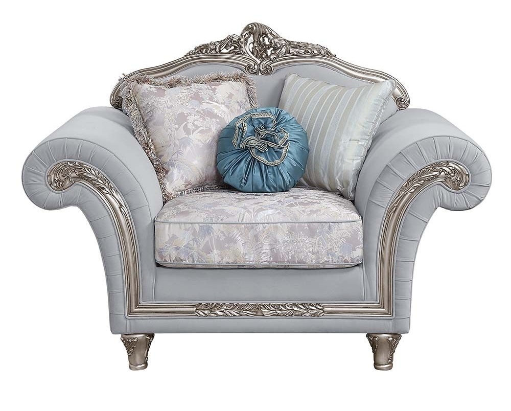 Pelumi Linen Fabric/Wood Chair w/Pillows