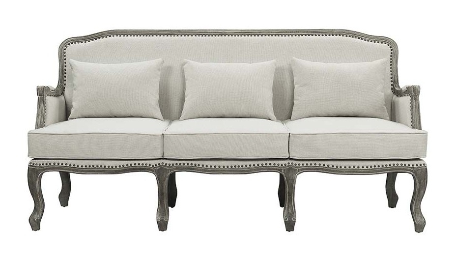 HomeRoots 76" Cream Linen Sofa 
