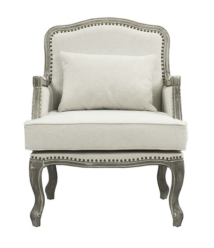 Tania Linen Fabric/Wood Chair w/Pillow