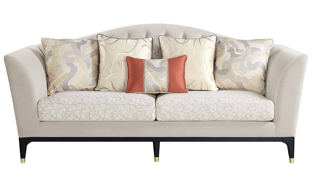 Tayden Fabric Velvet /Wood Sofa w/Pillows