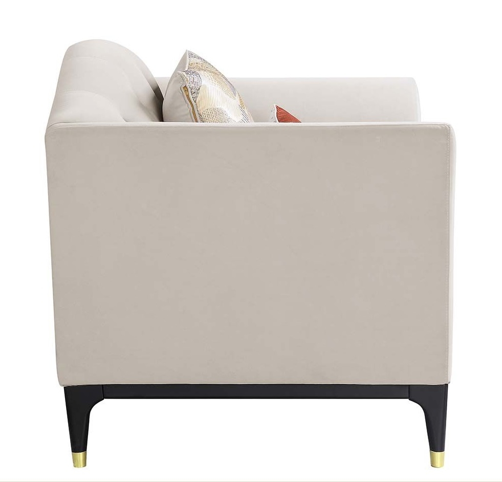 Tayden Velvet Fabric/Wood Chair w/Pillows