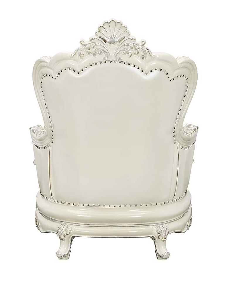 Adara PU/Wood Tufted Chair w/Pillows
