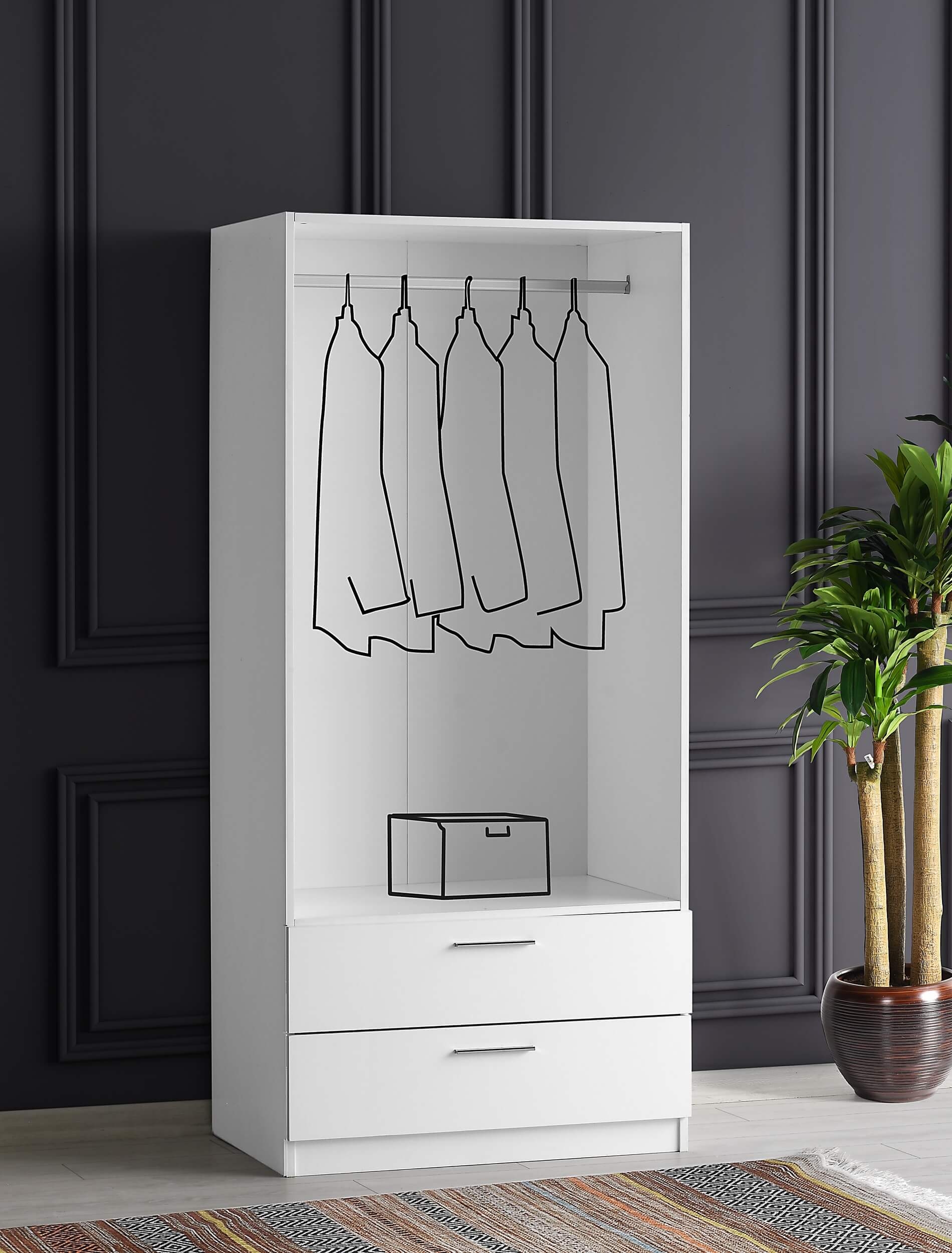 Lyon Matte 2-Door Wardrobe w/2-Drawer Storage