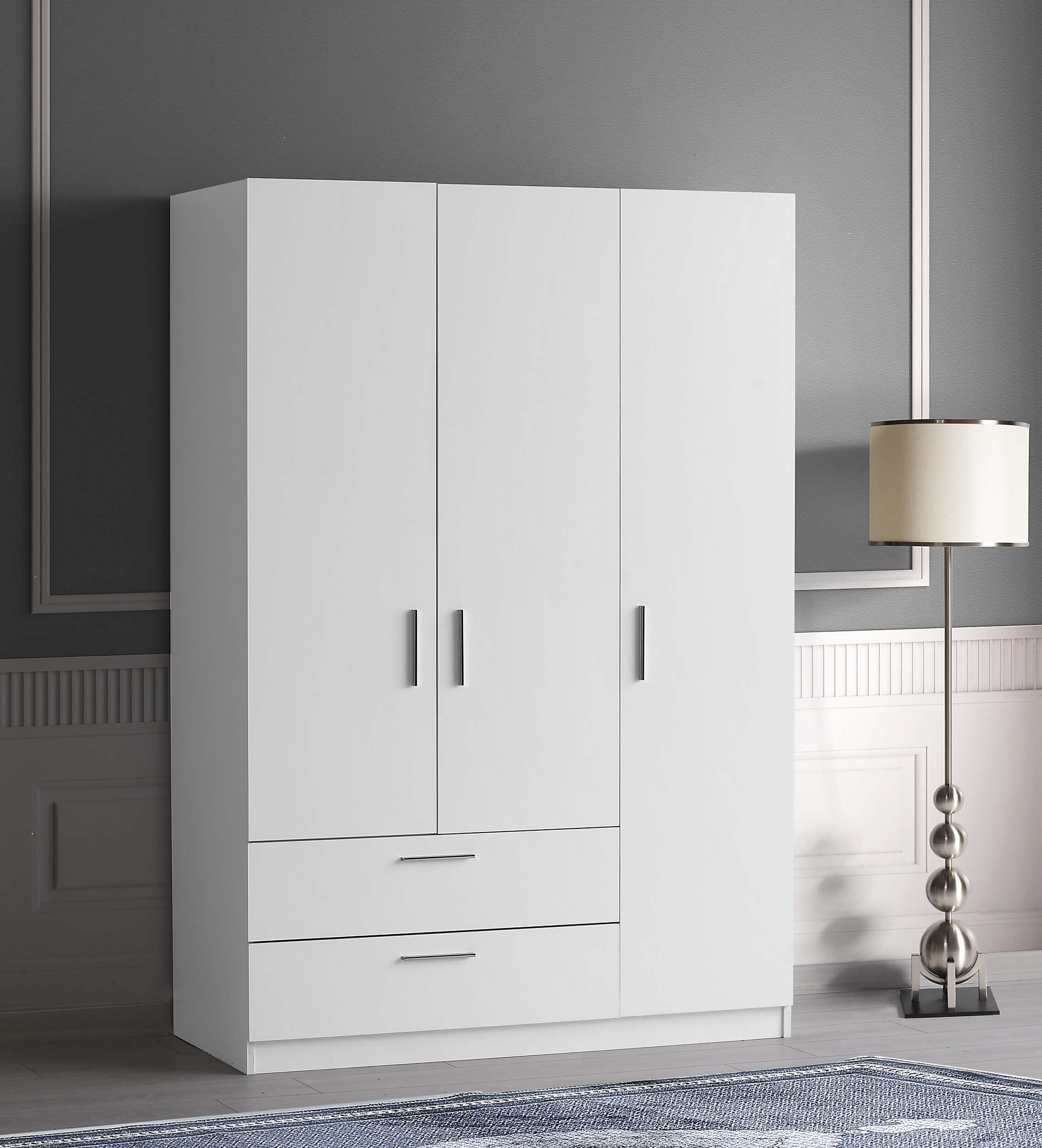 Lyon Matte 3-Door Wardrobe w/2-Drawer Storage