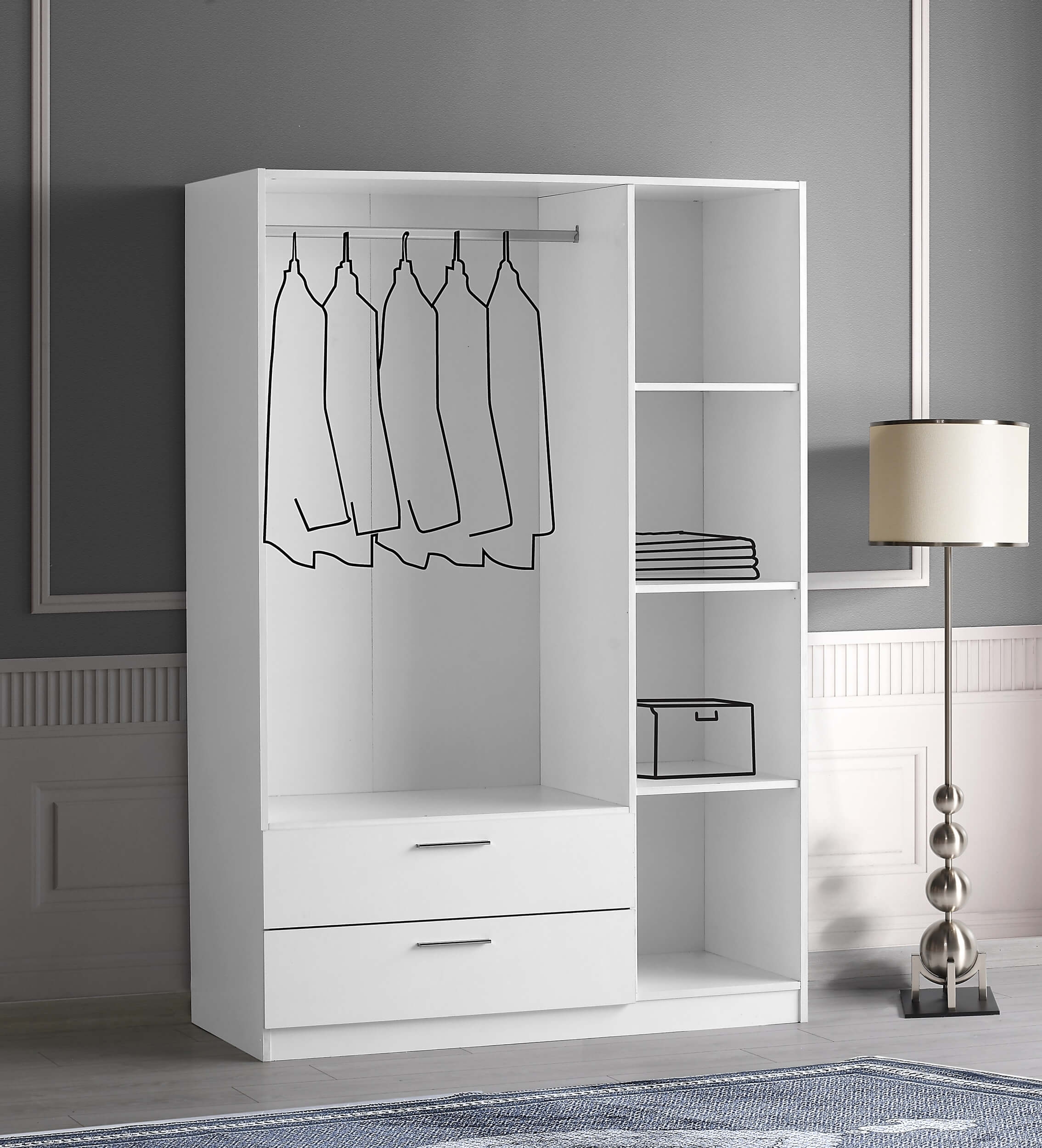 Lyon Matte 3-Door Wardrobe w/2-Drawer Storage