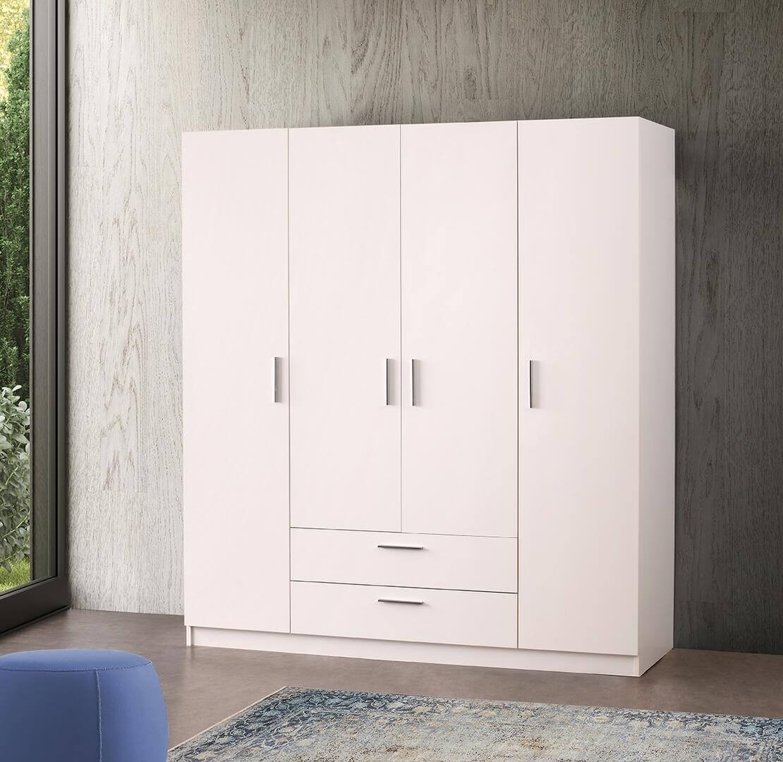 Lyon Matte 4-Door Wardrobe w/2-Drawer Storage