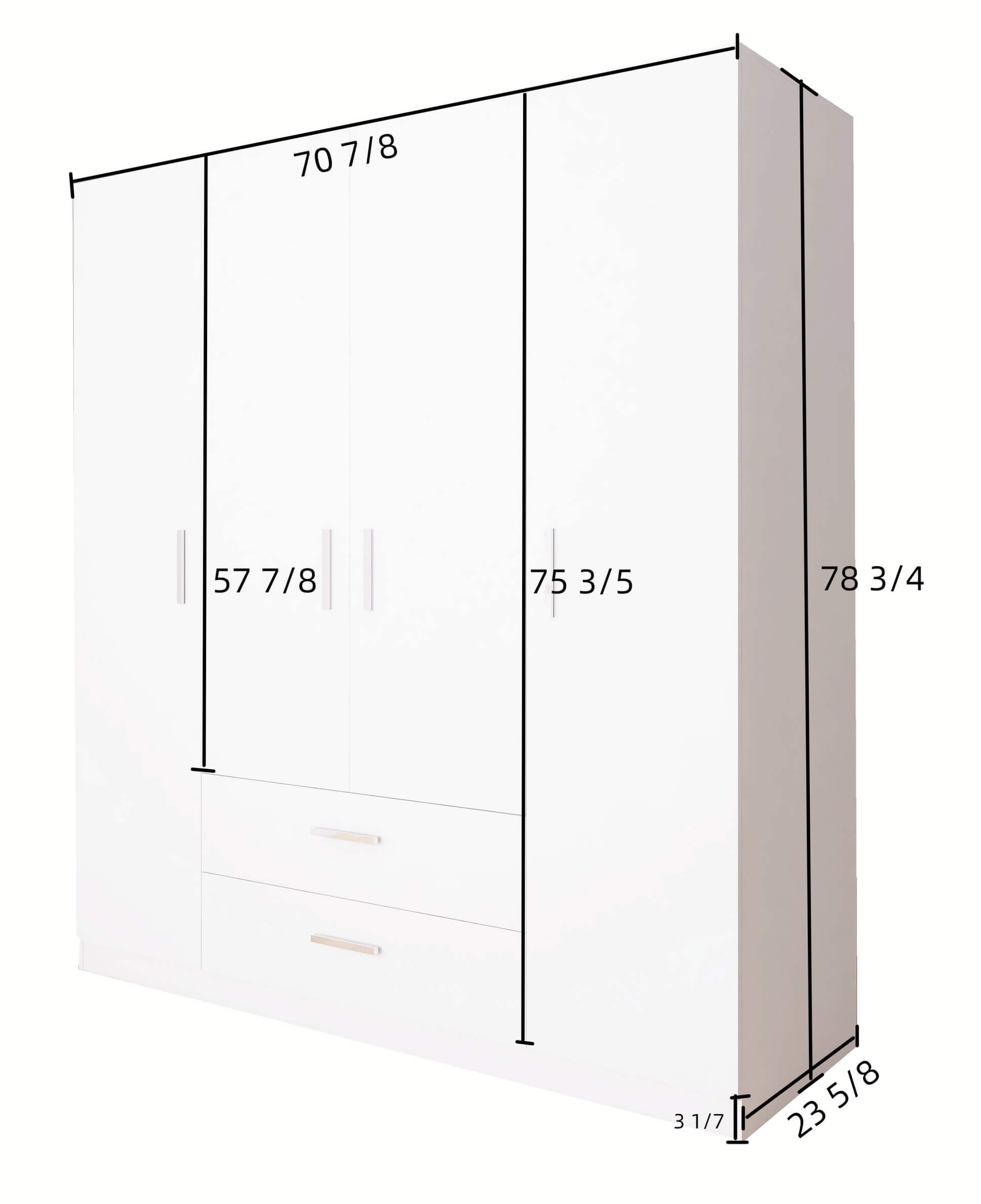 Lyon Matte 4-Door Wardrobe w/2-Drawer Storage