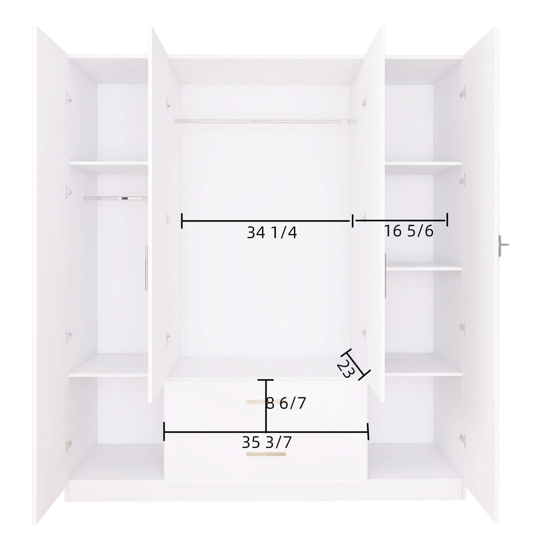Lyon Matte 4-Door Wardrobe w/2-Drawer Storage