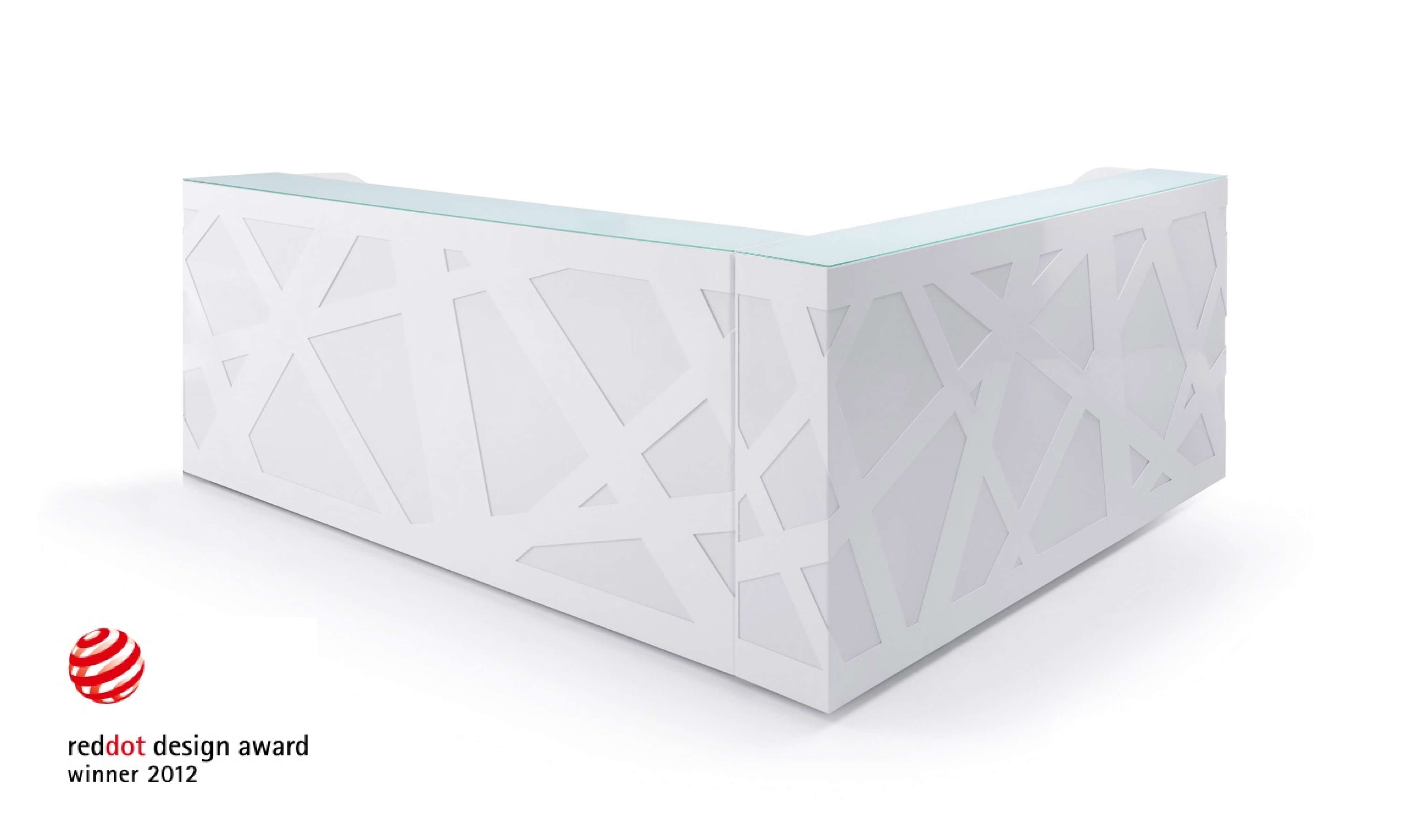 ZIG-ZAG L-Shaped Reception Desk w/RGB Light & Side Panels