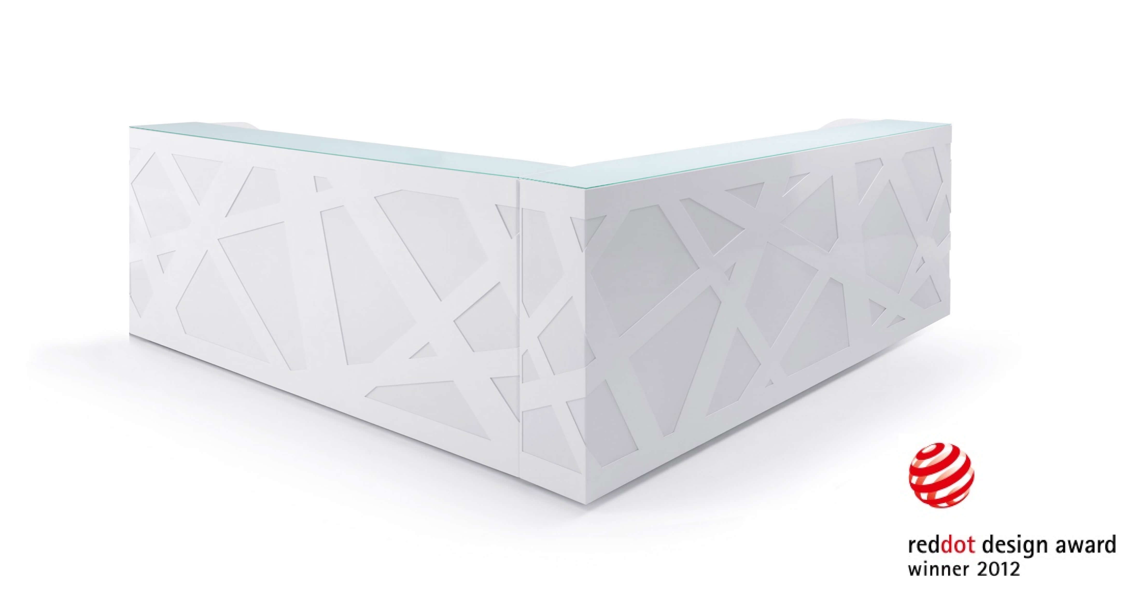 ZIG-ZAG L-Shaped Reception Desk w/RGB Light & Side Panels