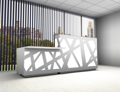ZIG-ZAG W102" Straight Medium Reception Desk w/Counter Top w/RGB Light, ADA Compliance