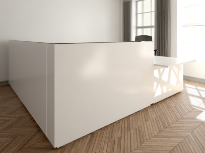 ZIG-ZAG W126" L-Shaped Reception Desk w/Counter Top & RGB Light, ADA Compliance
