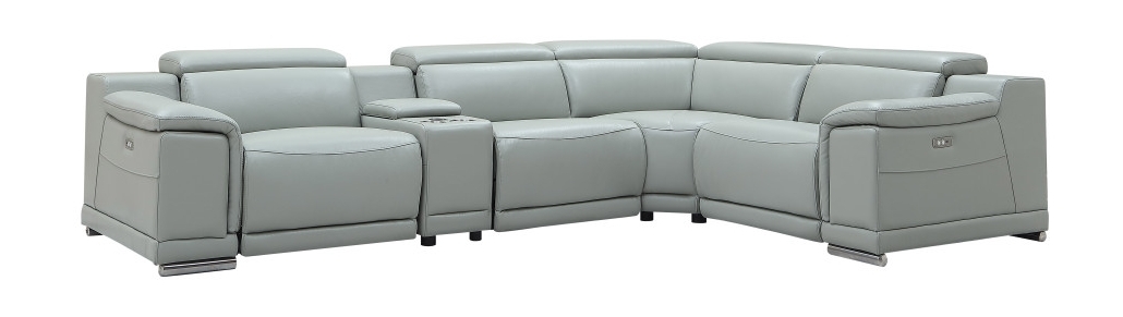 Hartley Full Leather L-Shape Sectional Sofa with 3 Power Recliners