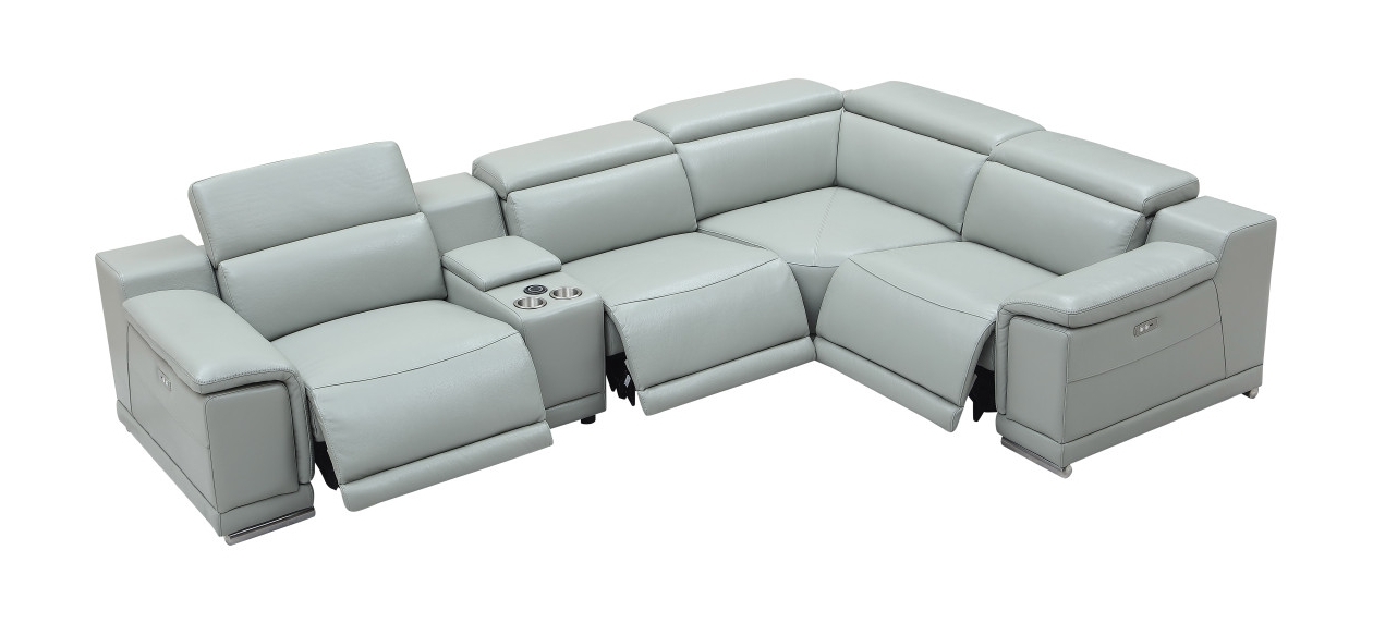 Hartley Full Leather L-Shape Sectional Sofa with 3 Power Recliners