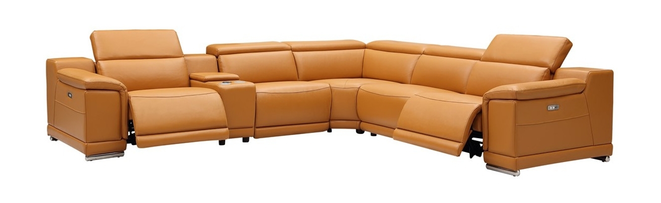 Hartley Full Leather L-Shape Sectional Sofa with 3 Power Recliners