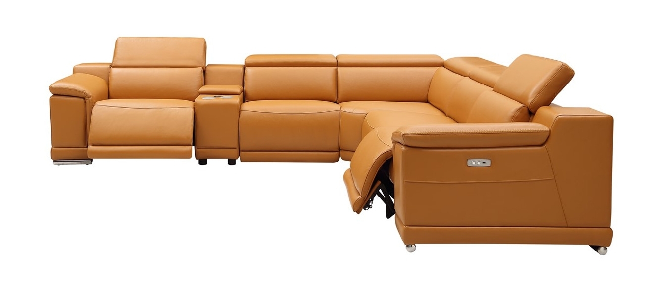 Hartley Full Leather L-Shape Sectional Sofa with 3 Power Recliners