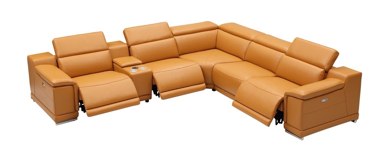 Hartley Full Leather L-Shape Sectional Sofa with 3 Power Recliners