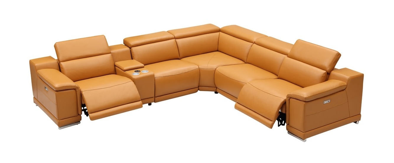 Hartley Full Leather L-Shape Sectional Sofa with 3 Power Recliners