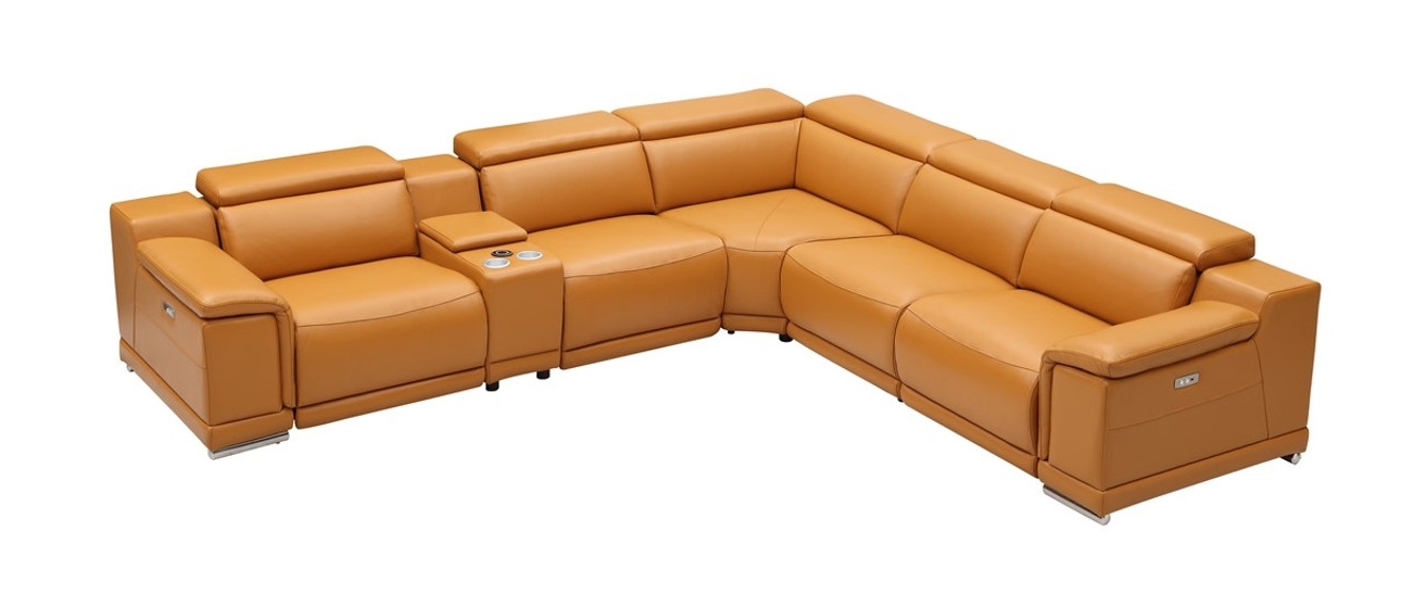 Hartley Full Leather L-Shape Sectional Sofa with 3 Power Recliners