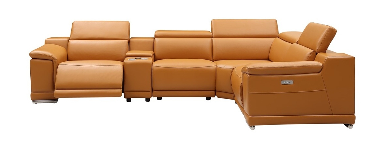 Hartley Full Leather L-Shape 6-Piece Sectional Sofa with 3 Power Recliners
